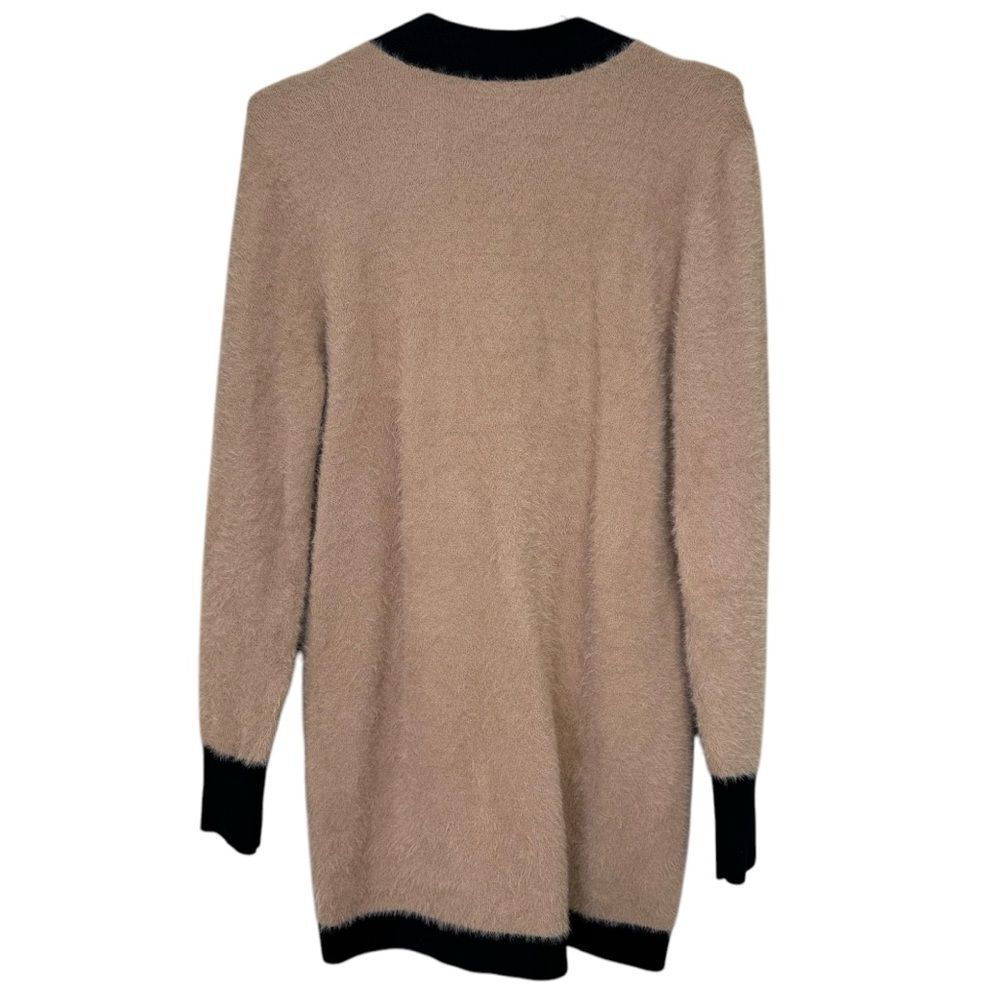 L'AGENCE Beige and Black Fuzzy Open Cardigan- size small - Picture 7 of 11